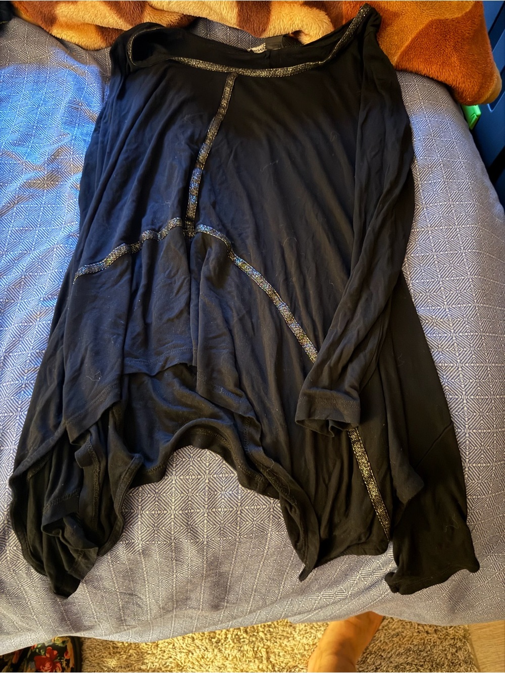DKNY Black Long Sleeve Tunic with Subtle Metallic Trim